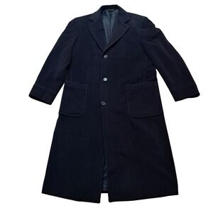 Trussini Boyds Overcoat Mens IT 50 US 40 Navy Piacenza Orjlag Cashmere Wool Coat